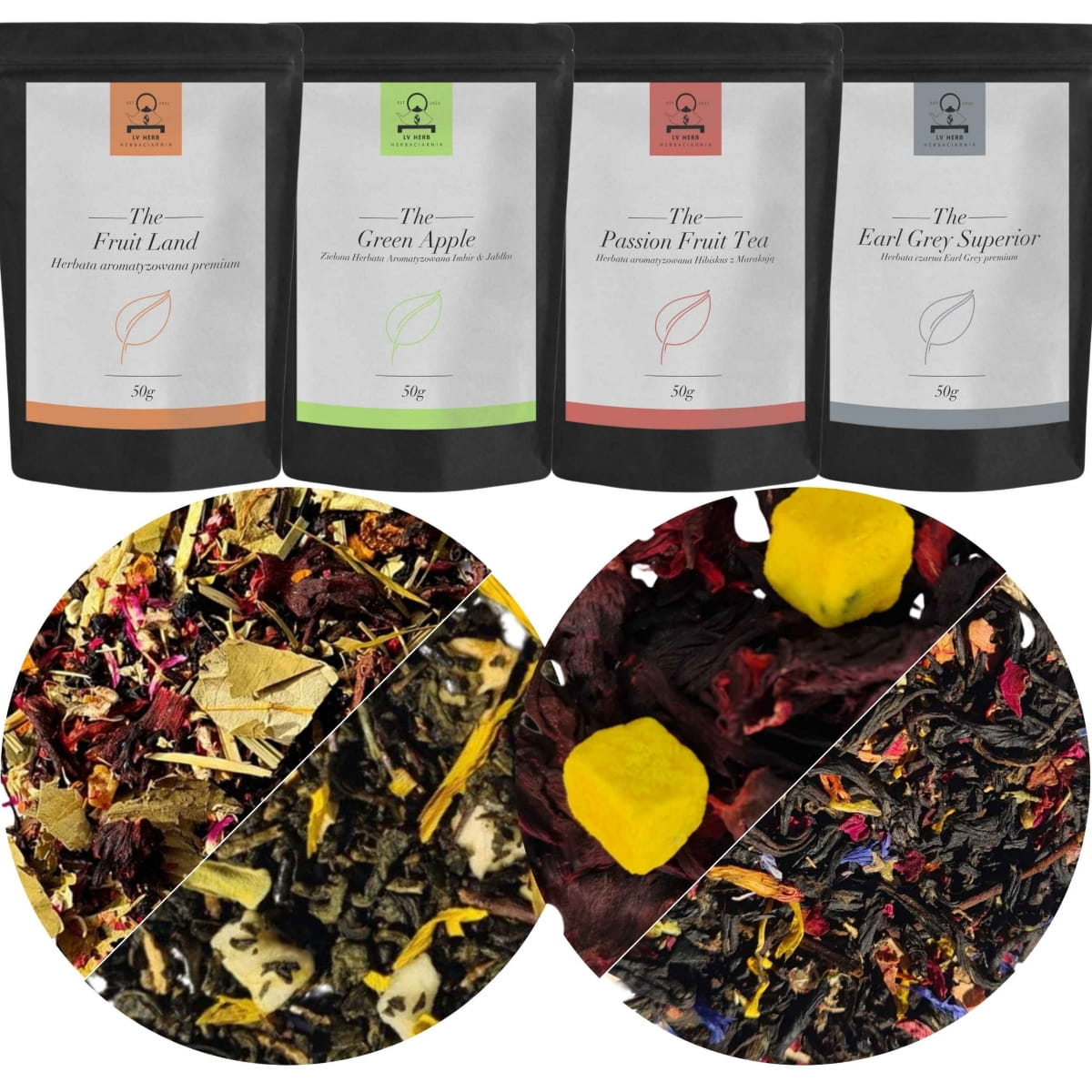 Zestaw Herbat Wiosennych - Aromatyzowane - Herbaty Liściaste - 4x50g