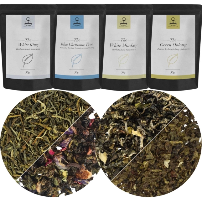 Zestaw Herbat Białych i Oolong – PERŁY ORIENTU – Herbaty Liściaste Premium 4x50g