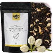Czarny doypack premium z herbatą czarną z dodatkiem świeżych pąków jaśminu 50 g