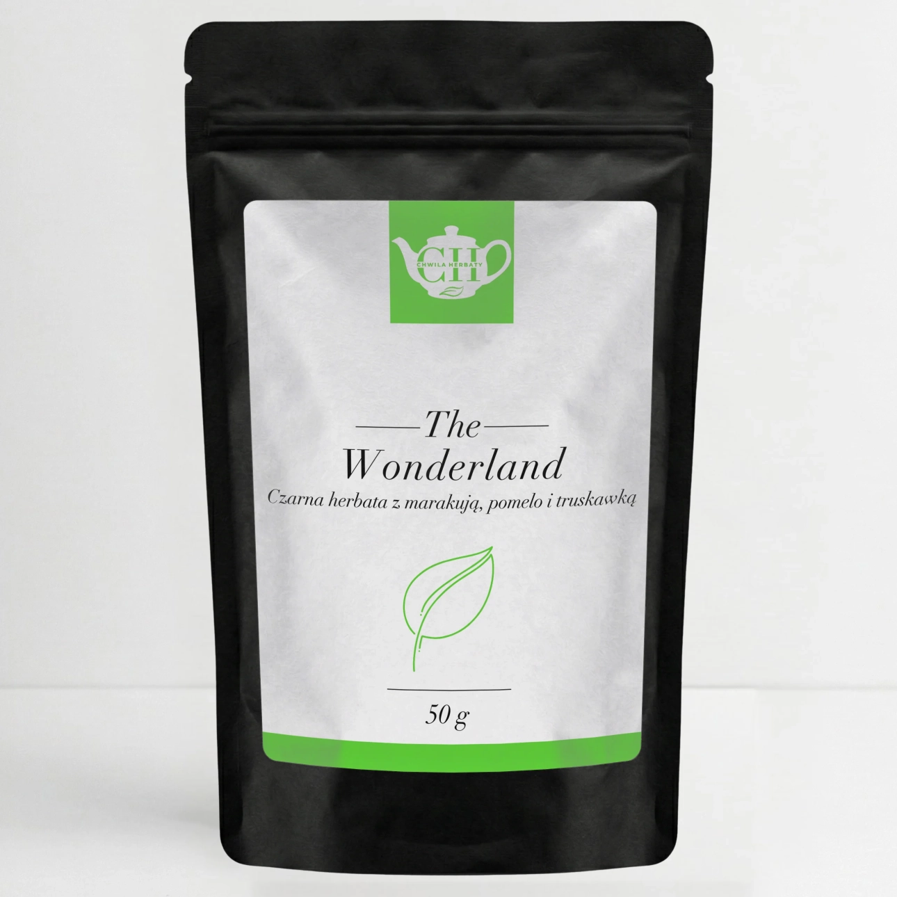 czarny doypack z Czarna Herbata liściasta z truskawką, pomelo i marakują 50 g - Wonderland