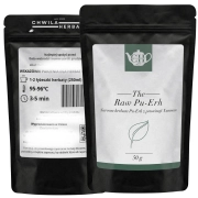 Czerwona herbata liściasta Pu-Erh surowa 50 g - Raw Pu-Erh przód i tył doypacka