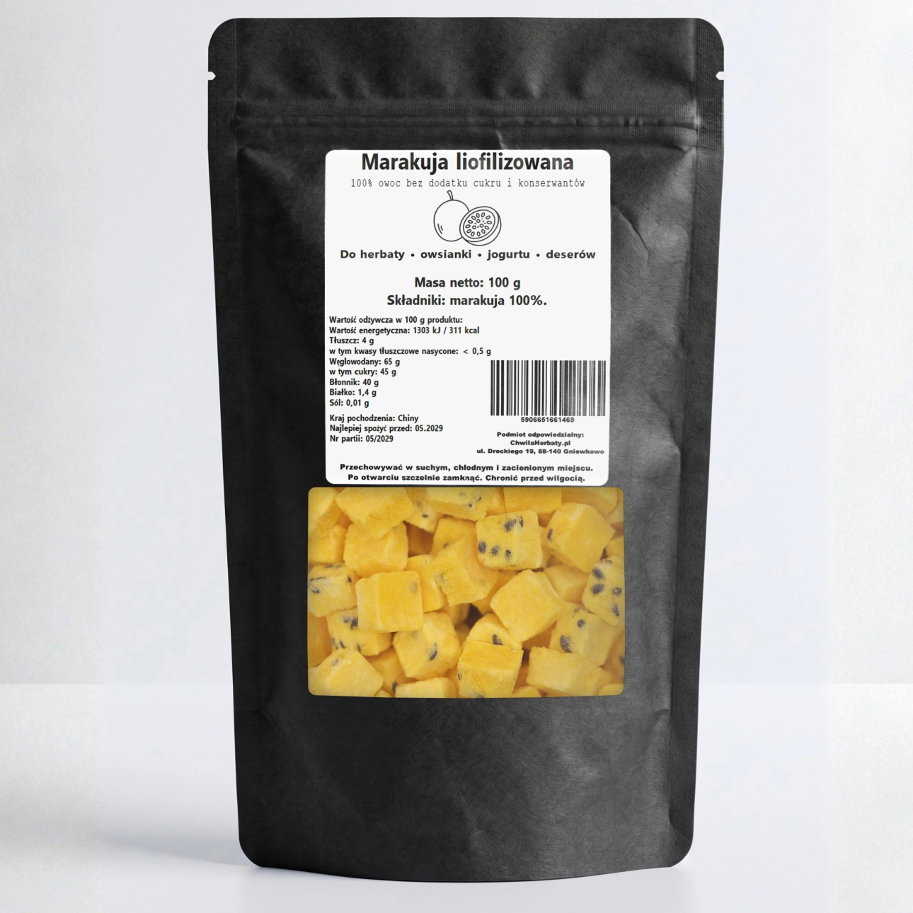 Marakuja liofilizowana kostka 100 g – 100% owoc bez dodatku cukru