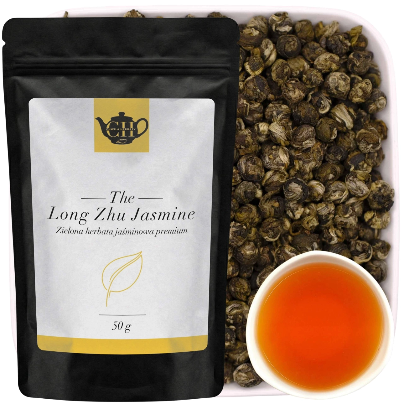 Long Zhu Jasmine – zielona herbata jaśminowa Dragon Pearls 50 g