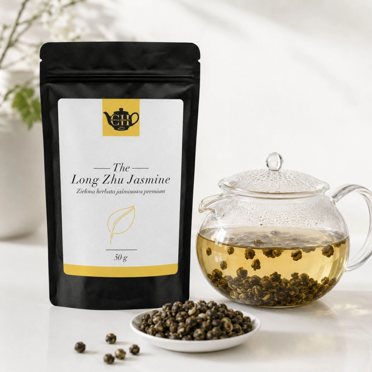 Long Zhu Jasmine – zielona herbata jaśminowa Dragon Pearls 50 g