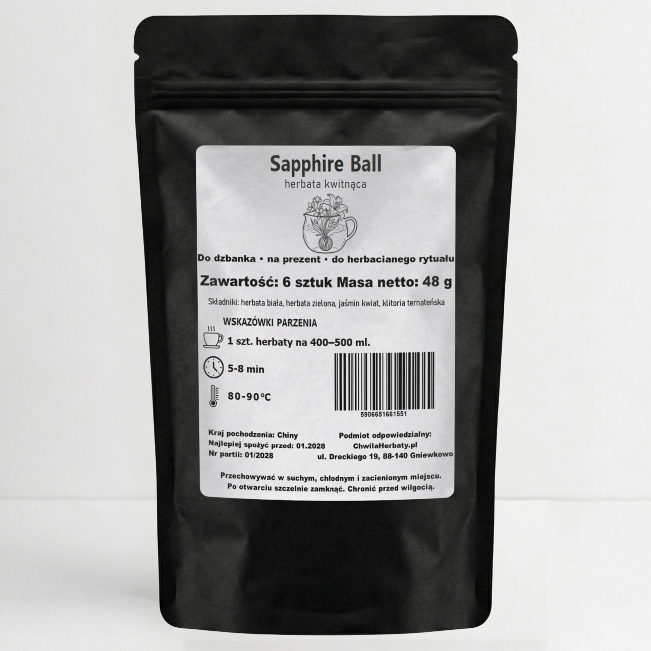 Sapphire Ball – herbata kwitnąca Szafirowa Kula doypack