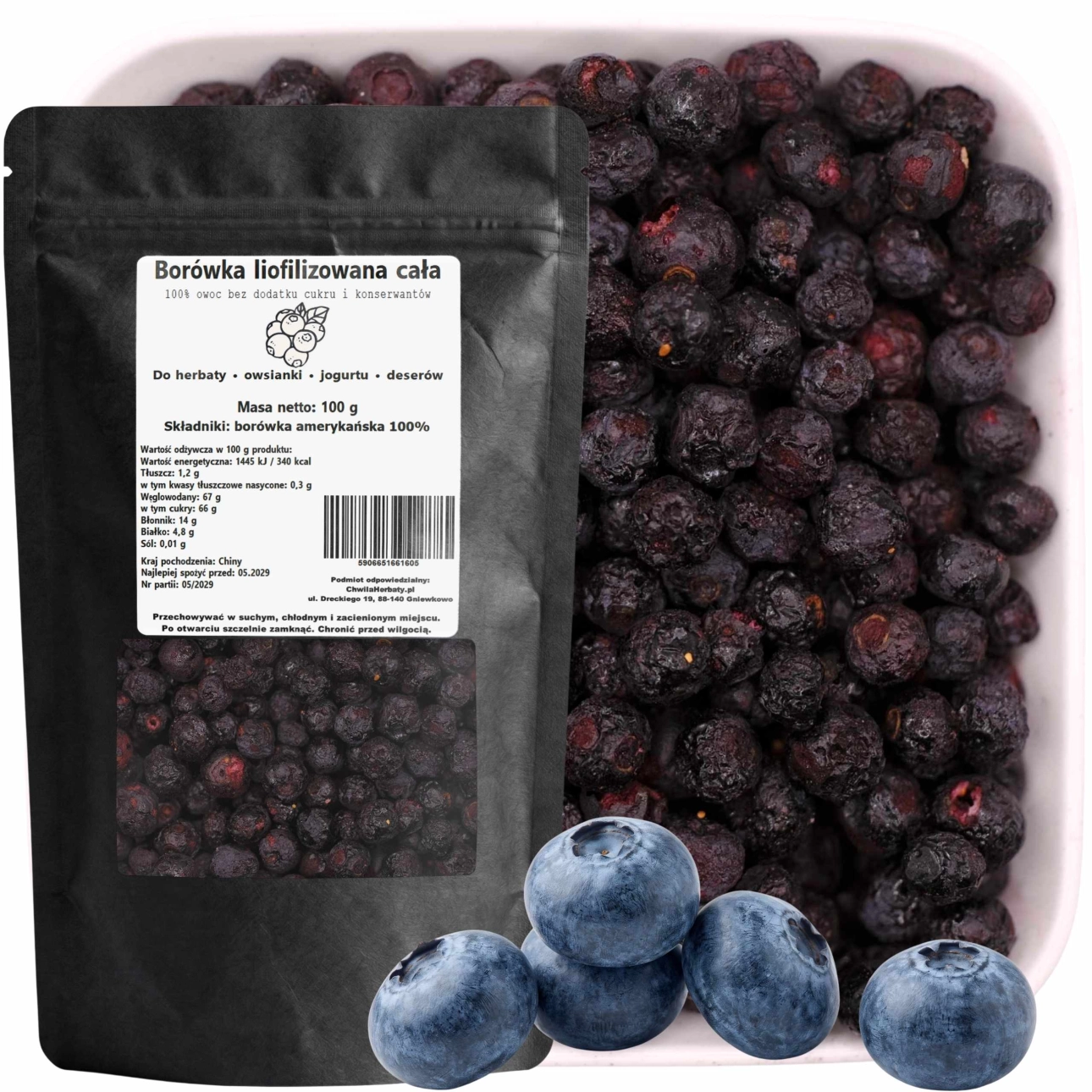 Borówka liofilizowana cała 100 g zdjęcie produktowe