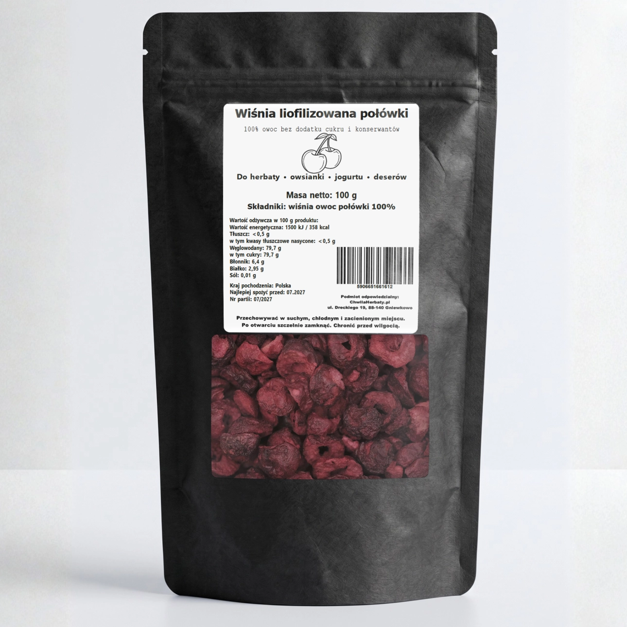 Wiśnia liofilizowana połówki 100 g doypack