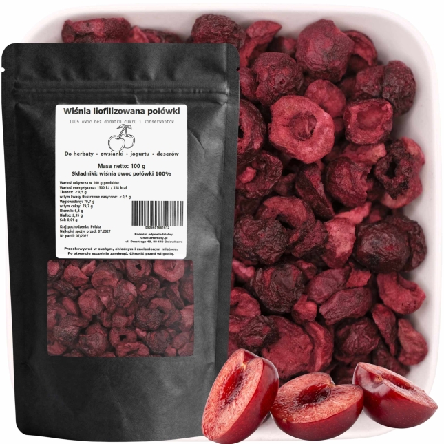Wiśnia liofilizowana połówki 100 g zdjęcie produktowe