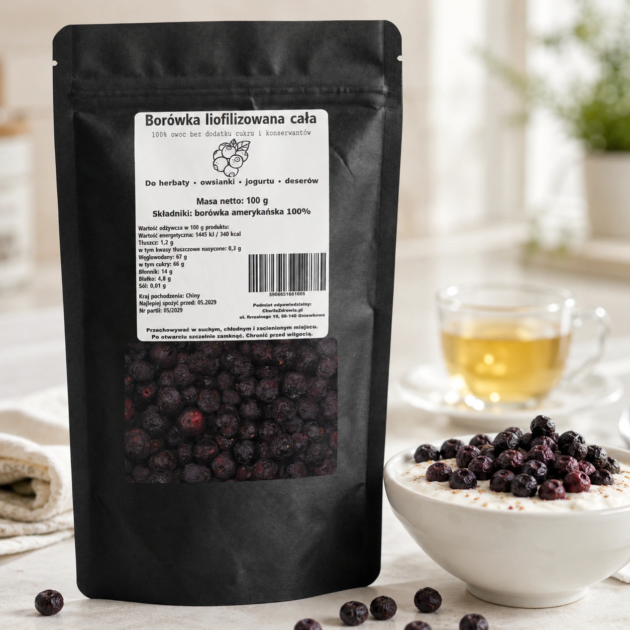 Borówka liofilizowana prezentacja i zastosowanie produktu