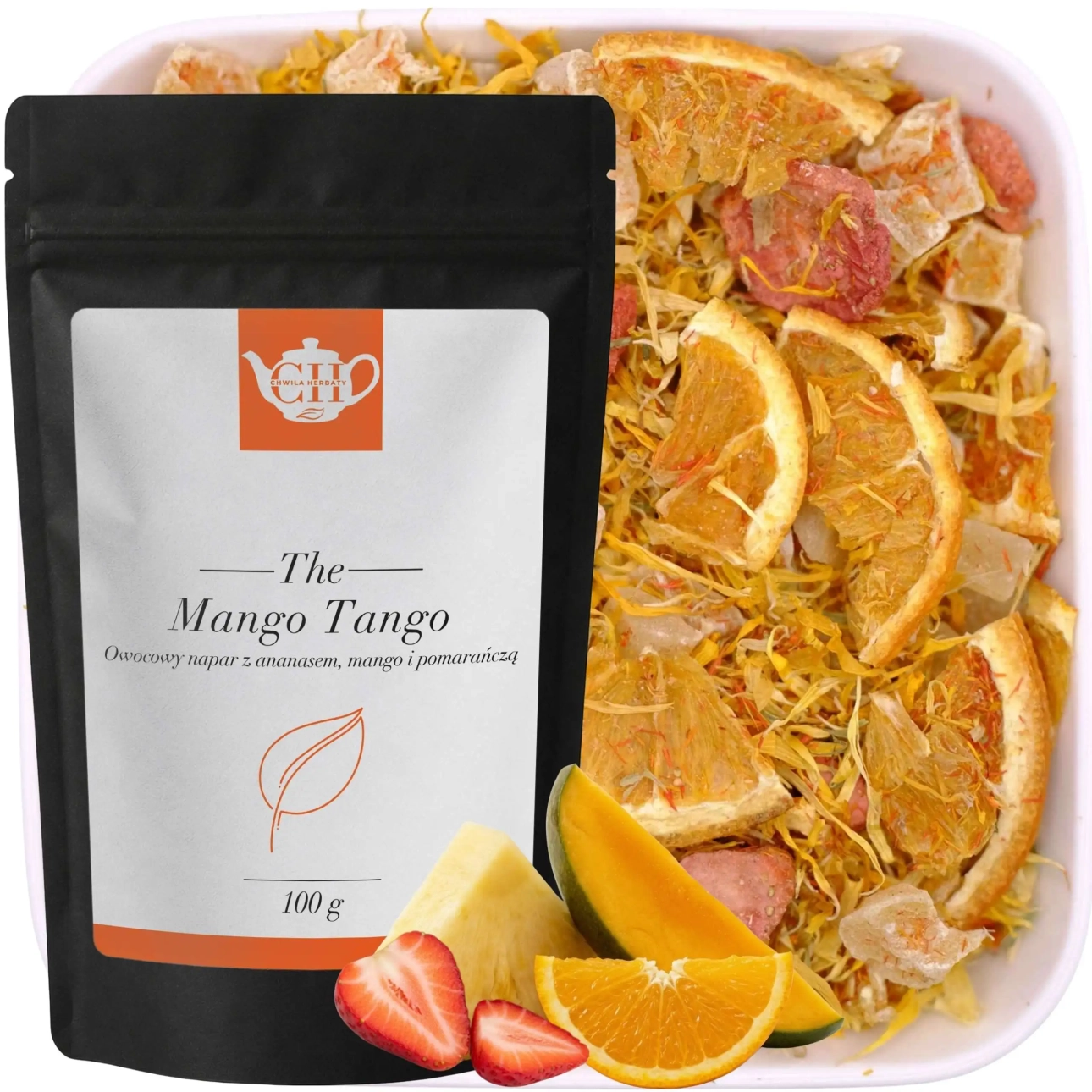 Owocowa mieszanka pomarańczy, mango, truskawki i ananasa 100 g - Mango Tango