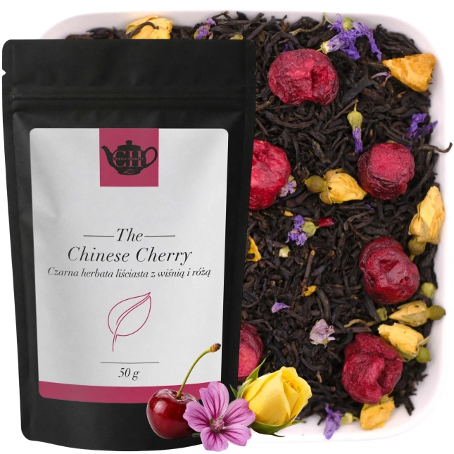 Czarna herbata liściasta z wiśnią i różą 50 g - Chinese Cherry