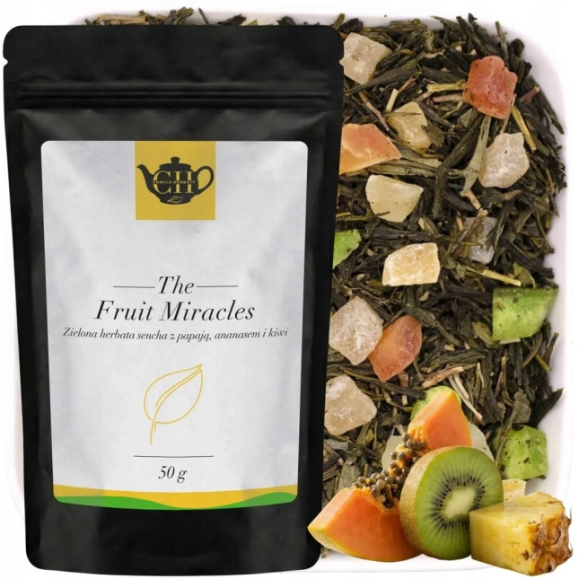 Japońska zielona herbata Sencha z papają, ananasem i kiwi 50 g - Fruit Miracles