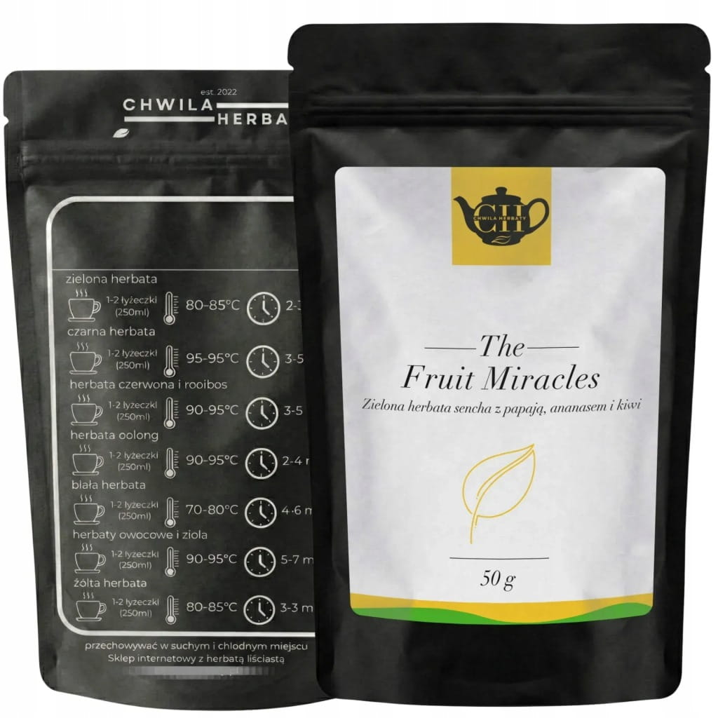 Japońska zielona herbata Sencha z papają, ananasem i kiwi 50 g - Fruit Miracles
