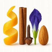 Herbata oolong z pomarańczą, migdałem, klitorią i cynamonem 50 g - Niebieska Choinka