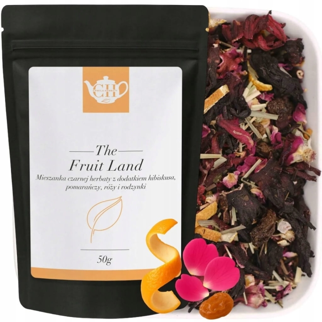 Hibiskus z dodatkiem pomarańczy, róży i rodzynki 50 g - Owocowa Kraina