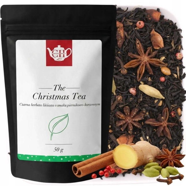 Czarna zimowa herbata liściasta z cynamonem, imbirem i goździkiem 50 g - Piernikowa Nuta