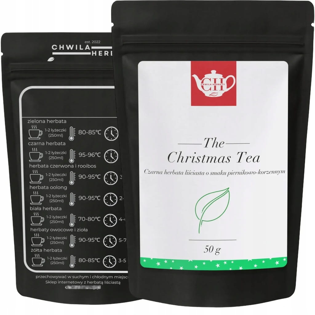 Czarna zimowa herbata liściasta z cynamonem, imbirem i goździkiem 50 g - Piernikowa Nuta