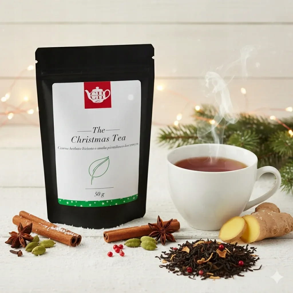 Czarna zimowa herbata liściasta z cynamonem, imbirem i goździkiem 50 g - Piernikowa Nuta