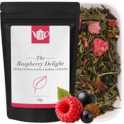 Japońska zielona herbata liściasta Sencha z maliną i rodzynką 50 g - Raspberry Delight