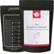 Japońska zielona herbata liściasta Sencha z maliną i rodzynką 50 g - Raspberry Delight
