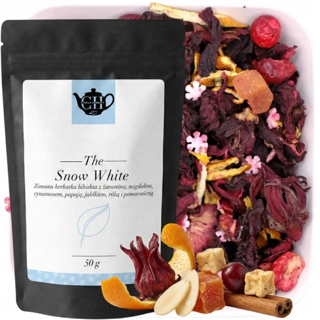 Owocowy hibiskus z jabłkiem, cynamonem, migdałem, żurawiną i papają 50 g - Snow White