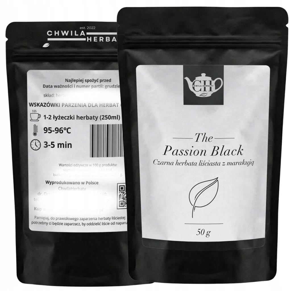 Czarna herbata liściasta aromatyzowana z marakują 50 g - Passion Black