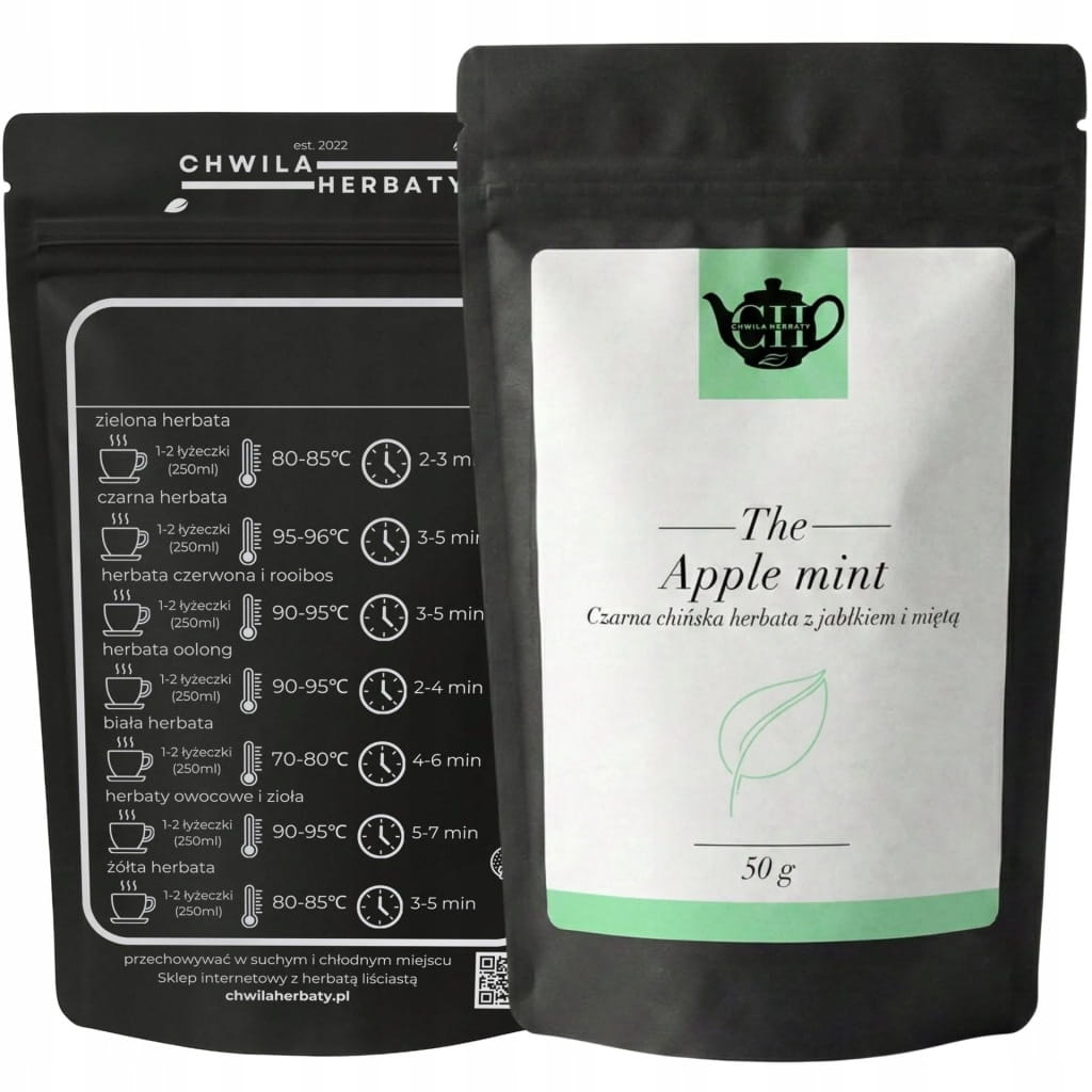 Chińska czarna herbata liściasta z dodatkiem jabłka i mięty 50 g - Apple Mint