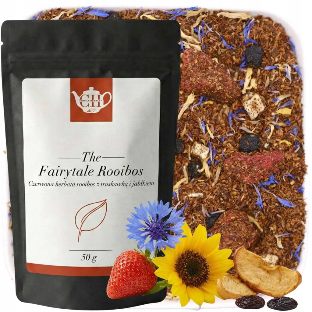 Czerwonokrzew afrykański z jabłkiem i truskawką 50 g - Fairytale Rooibos