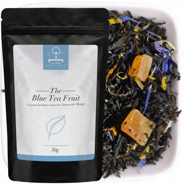 Czarna herbata liściasta owocowa z mango, ananasem i papają 50 g - Blue Tea Fruit