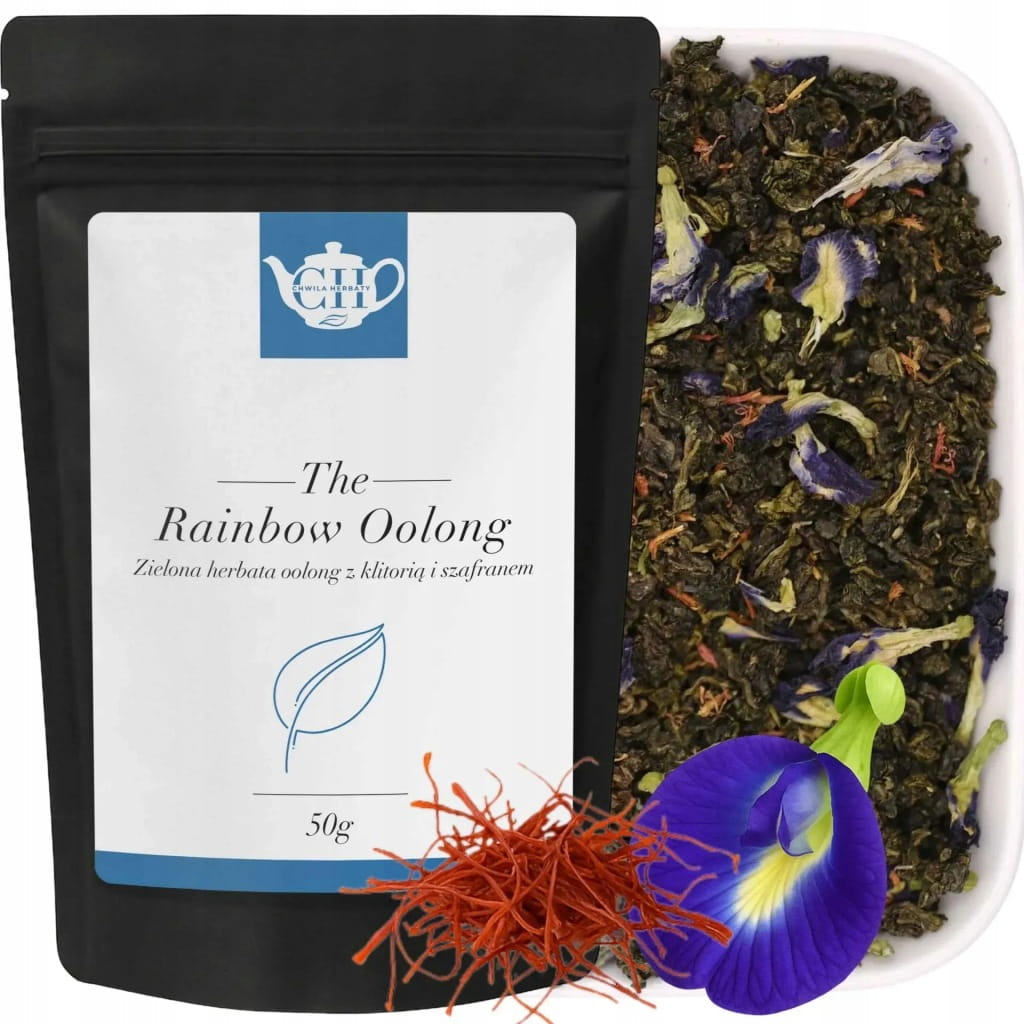 Zielona liściasta herbata ulung z klitorią i szafranem 50 g - Rainbow Oolong