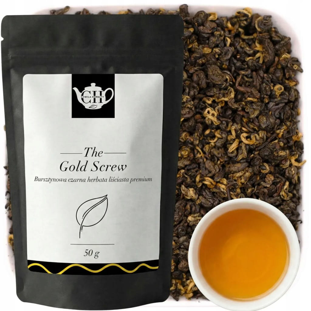 Bursztynowa chińska herbata liściasta premium 50 g - Gold Screw