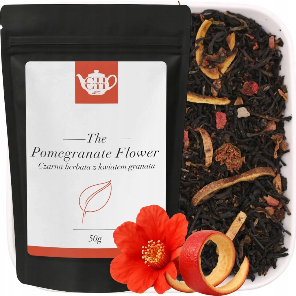 Czarna herbata liściasta ze skórką i kwiatem granatu 50 g - Pomegranate Flower