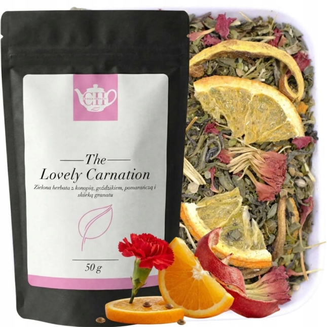 Herbata konopna z goździkiem, pomarańczą i skórką granatu 50 g - Lovely Carnation