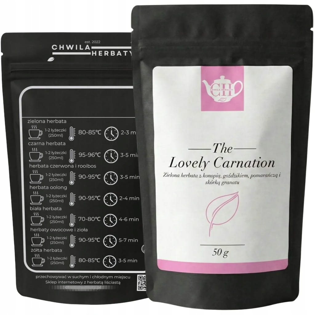 Herbata konopna z goździkiem, pomarańczą i skórką granatu 50 g - Lovely Carnation