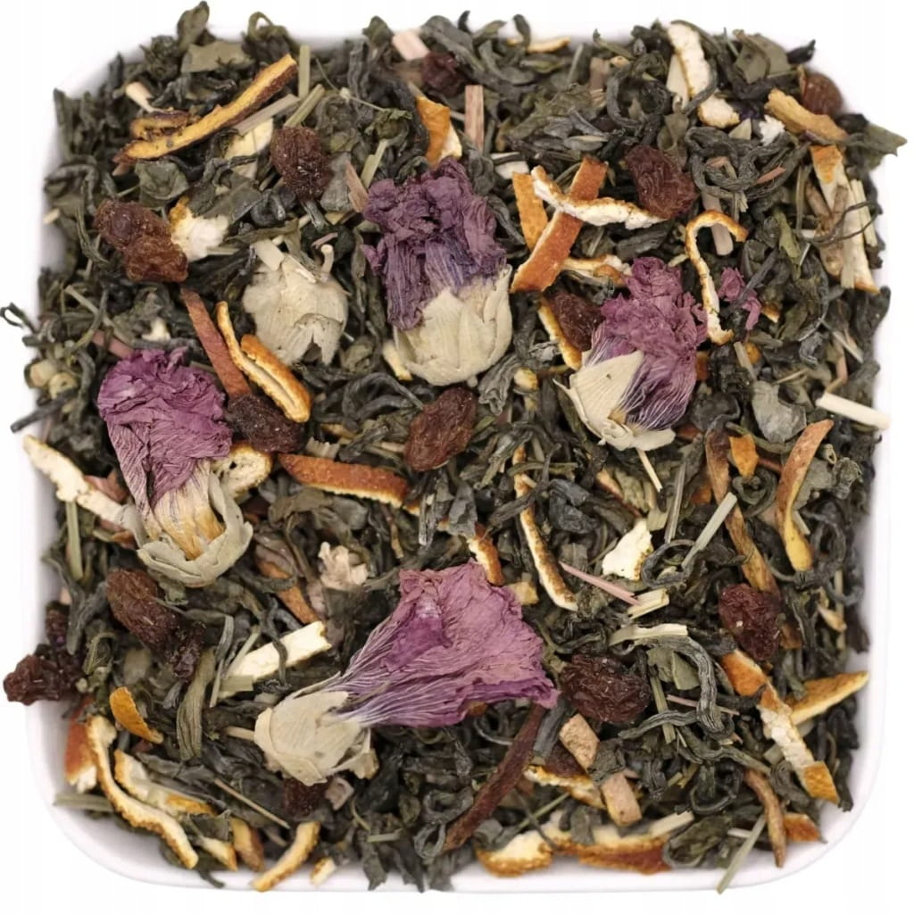 Biała herbata liściasta ze skórką pomarańczy i rodzynką 50 g - Super Man