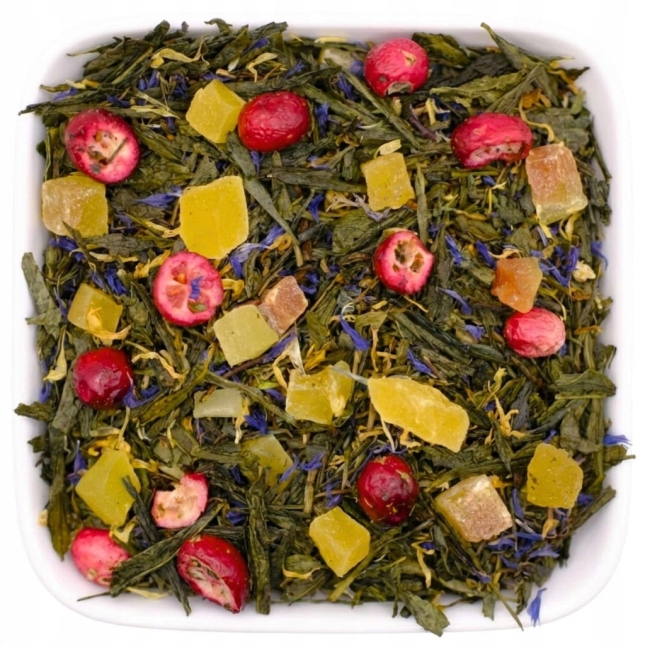 Zielona herbata sencha z ananasem, mango i żurawiną 50 g – Kingbird Tea