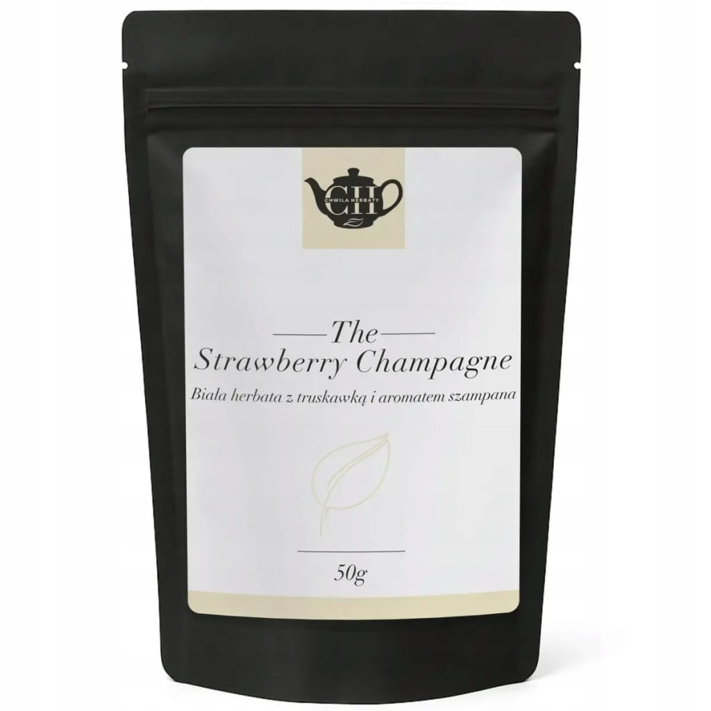 Biała herbata liściasta z truskawką w szampanie 50 g - Strawberry Champagne