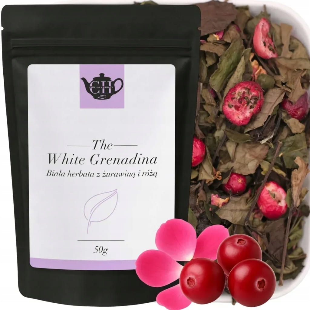 Owocowa biała herbata liściasta z żurawiną i różą 50 g - White Grenadina