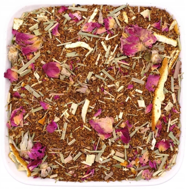 Afrykański czerwonokrzew granulowany z guaraną, pomarańczą i różą 50 g - Rooibos Guarana