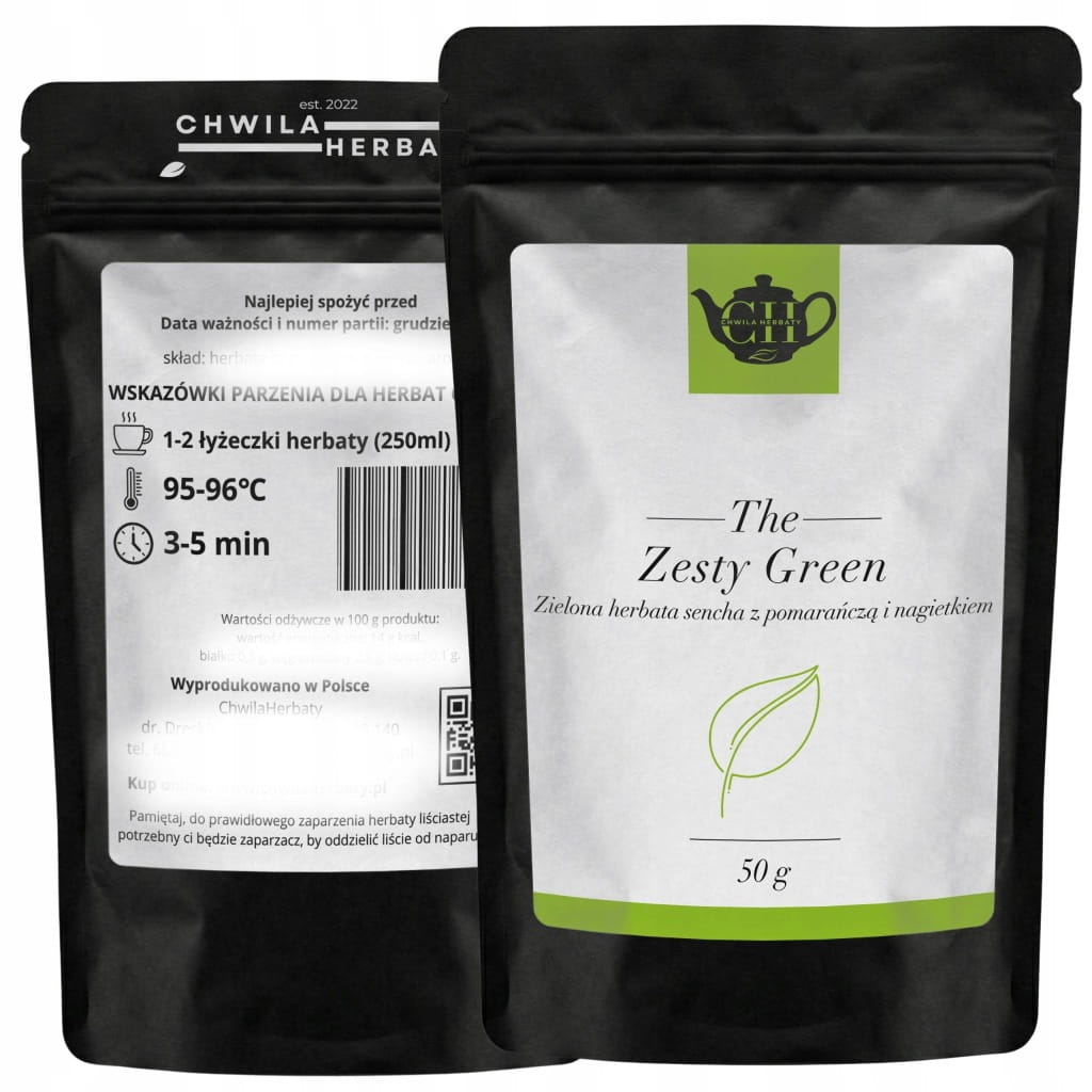 Zielona herbata Sencha ze skórką pomarańczy i nagietkiem 50 g - Zesty Green
