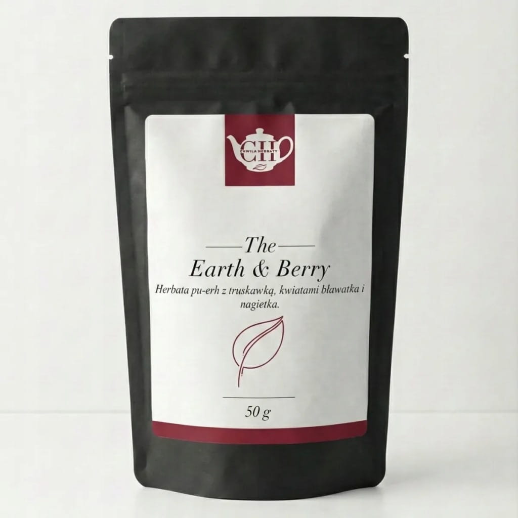 Czerwona herbata Pu-Erh z truskawką, kwiatami bławatka i nagietka 50 g - Earth & Berry