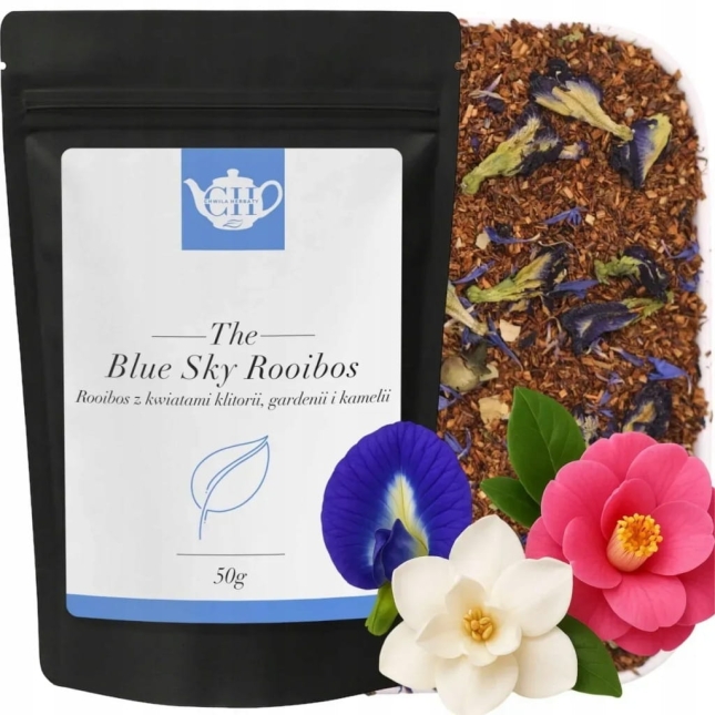 Czerwonokrzew afrykański z klitorią, gardenią i kamelią 50 g - Blue Sky Rooibos