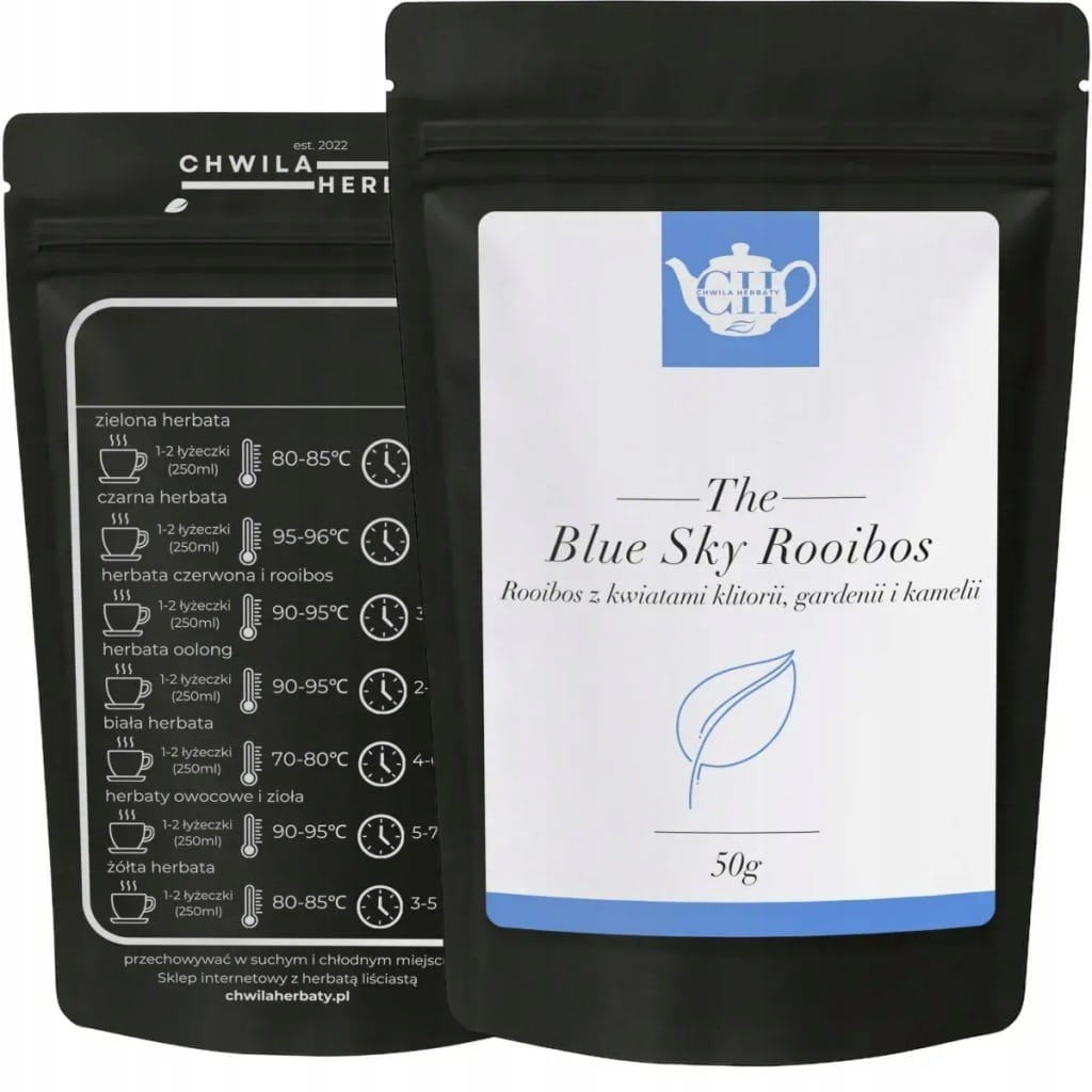 Czerwonokrzew afrykański z klitorią, gardenią i kamelią 50 g - Blue Sky Rooibos