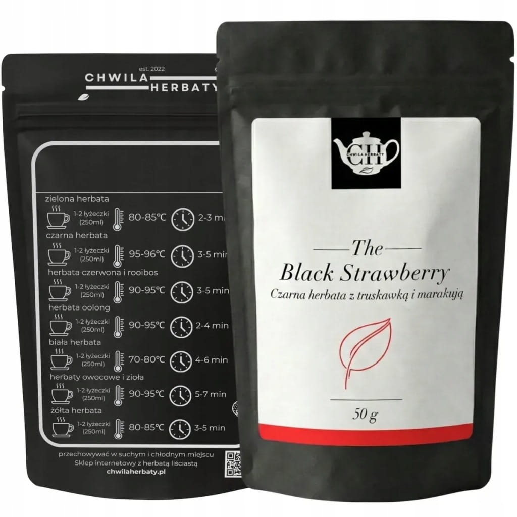 Czarna herbata liściasta z truskawką i marakują 50 g - Black Strawberry