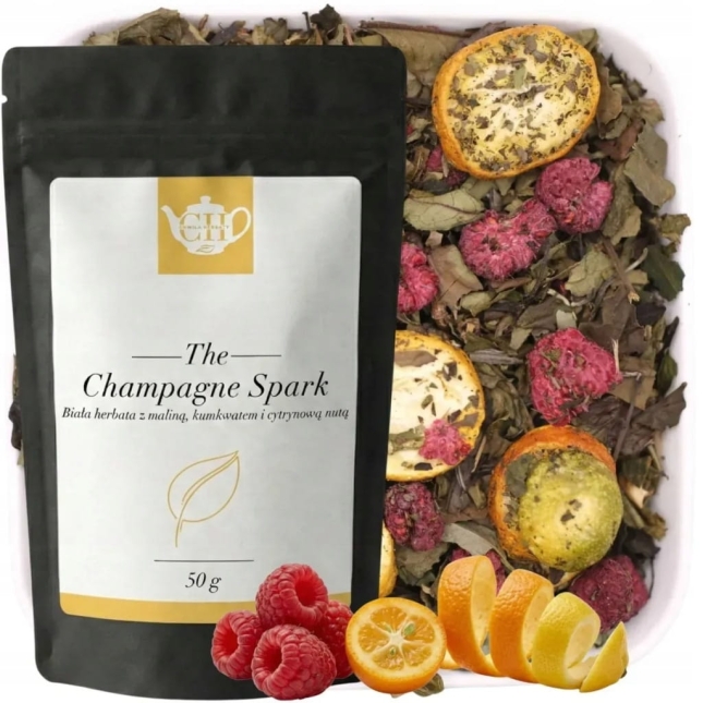 Chińska biała herbata z maliną, kumkwatem i skórką cytryny 50 g - Champagne Spark
