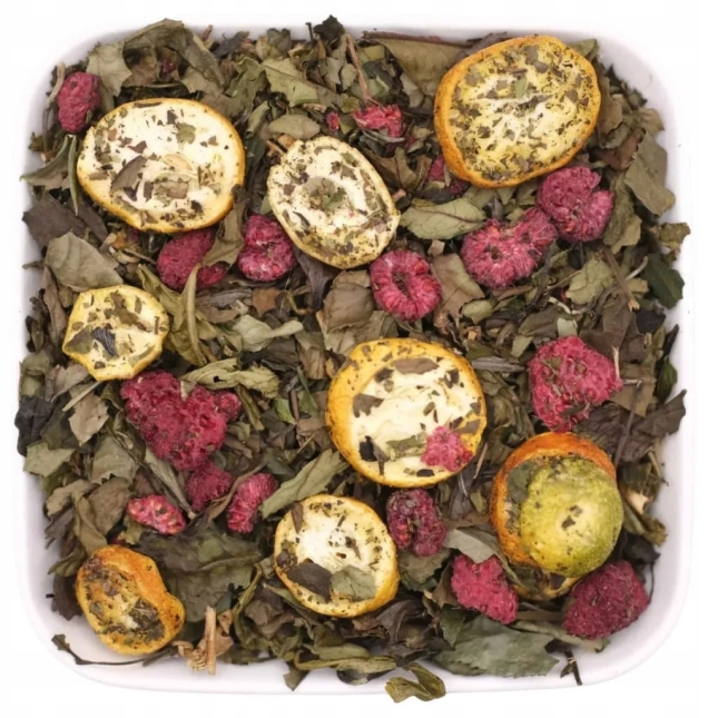 Chińska biała herbata z maliną, kumkwatem i skórką cytryny 50 g - Champagne Spark