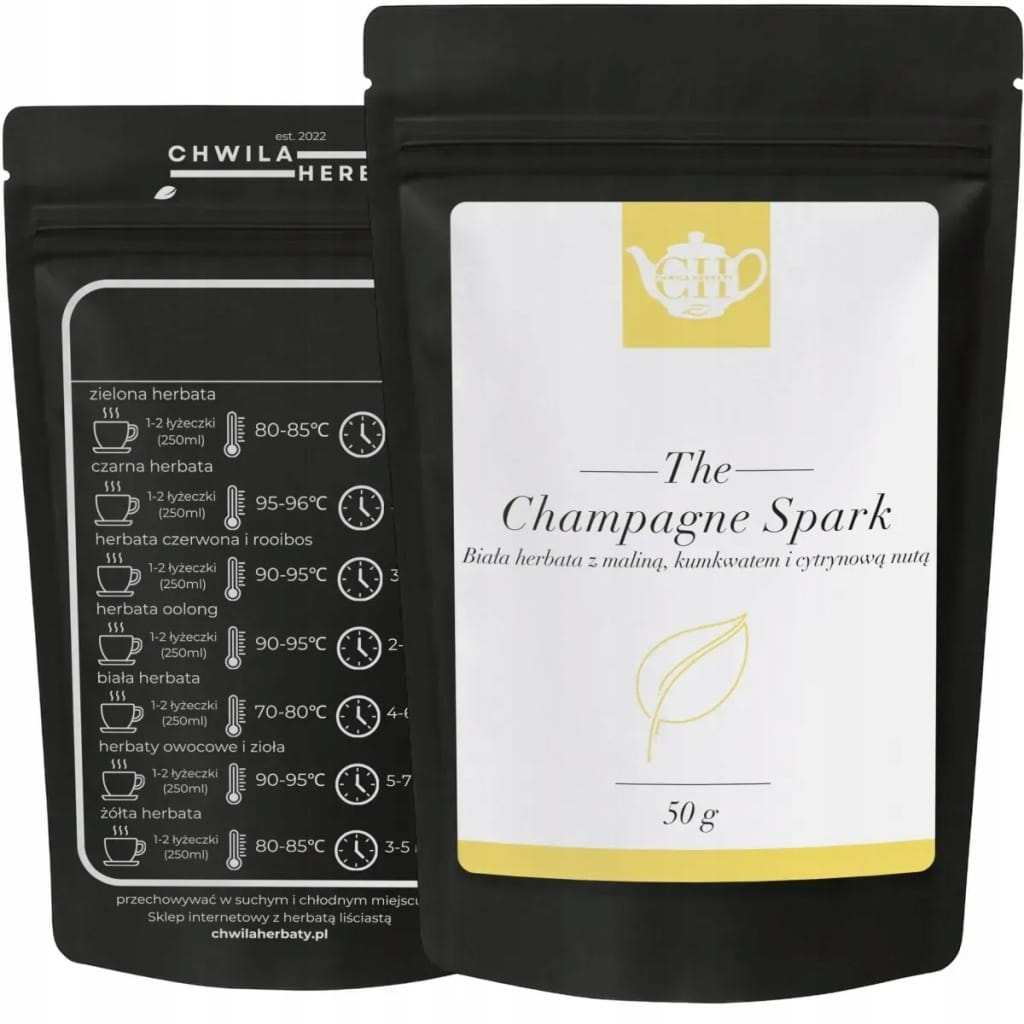 Chińska biała herbata z maliną, kumkwatem i skórką cytryny 50 g - Champagne Spark
