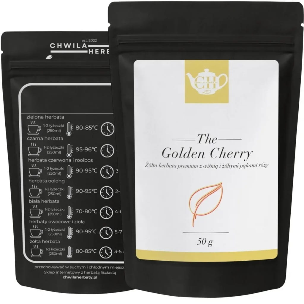 Żółta herbata liściasta z wiśnią i żółtymi pąkami róży 50 g - Golden Cherry