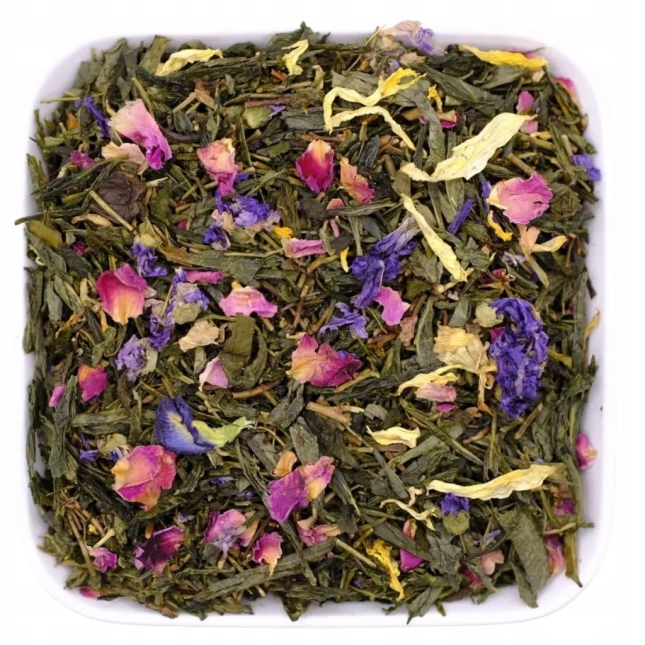 Japońska zielona herbata Sencha z różą i kwiatami 50 g - Spirit of the morning