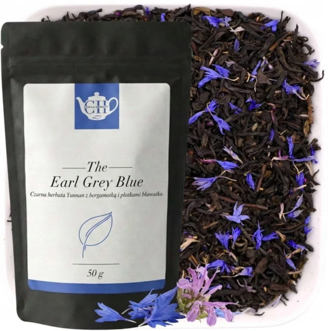 Niebieska czarna herbata liściasta z bergamotką i płatkami bławatka 50 g - Earl Grey Blue